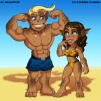 Summer Chibi Ace and Jenna by Monawolt
