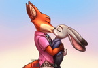 Commission - Nick and Judy kiss